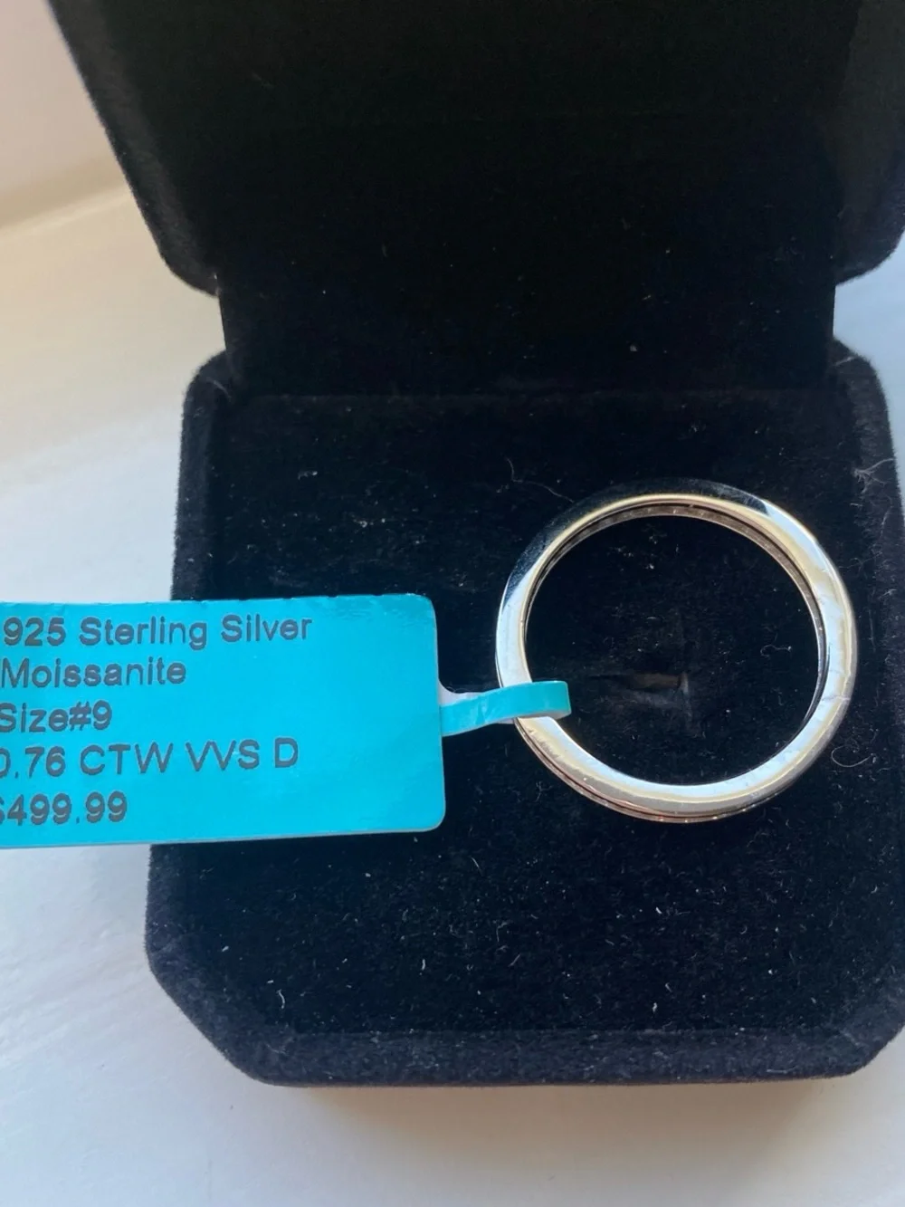 Sterling Silver and Moissanite Eternity Band Size 9
